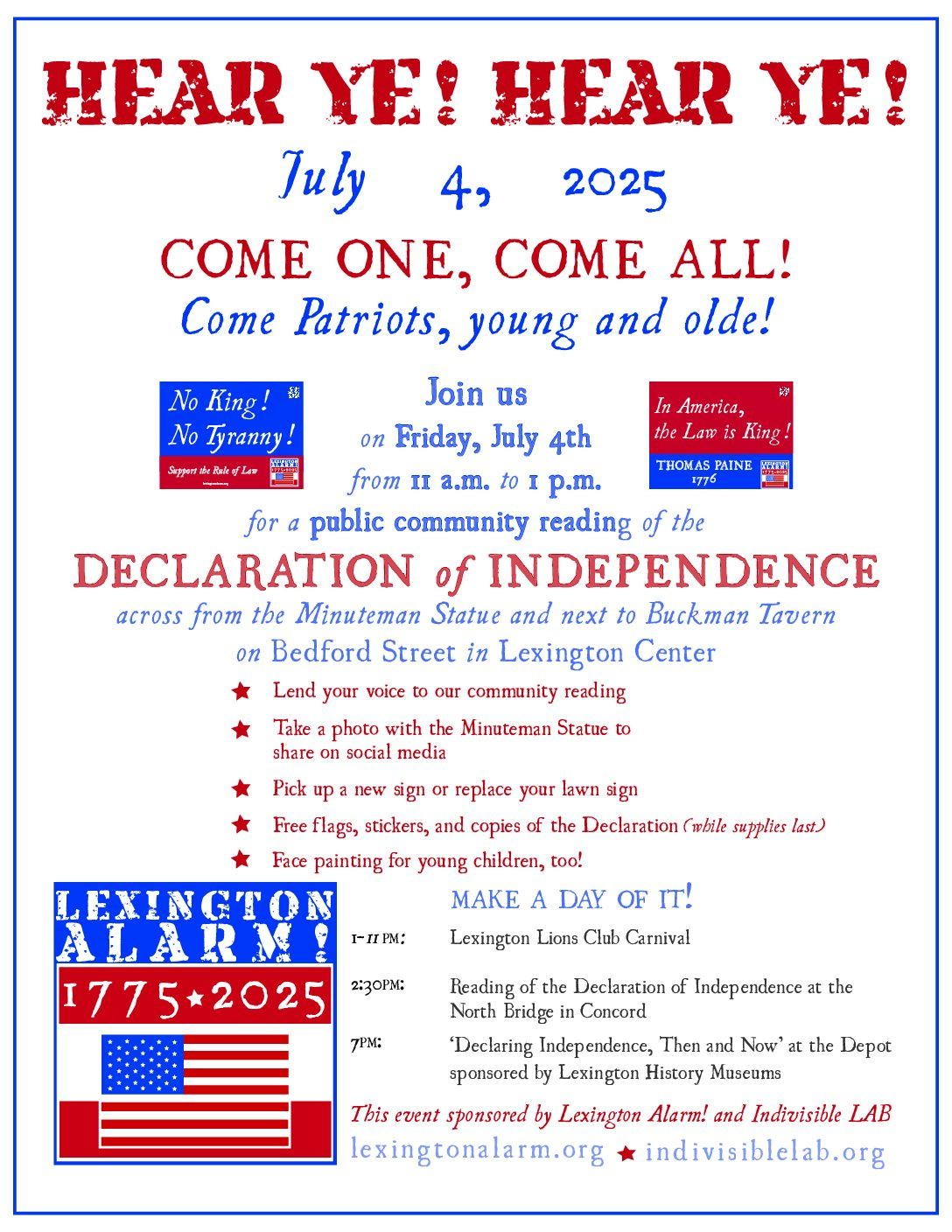 Lexington Alarm! Reading of the Declaration of Independance