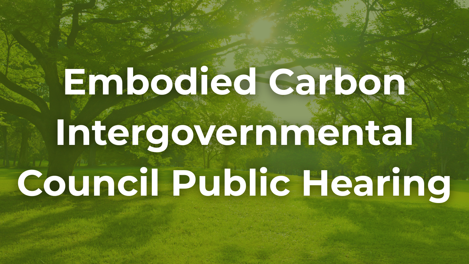 Embodied Carbon Intergovernmental Council Public Hearing (ECICC)
