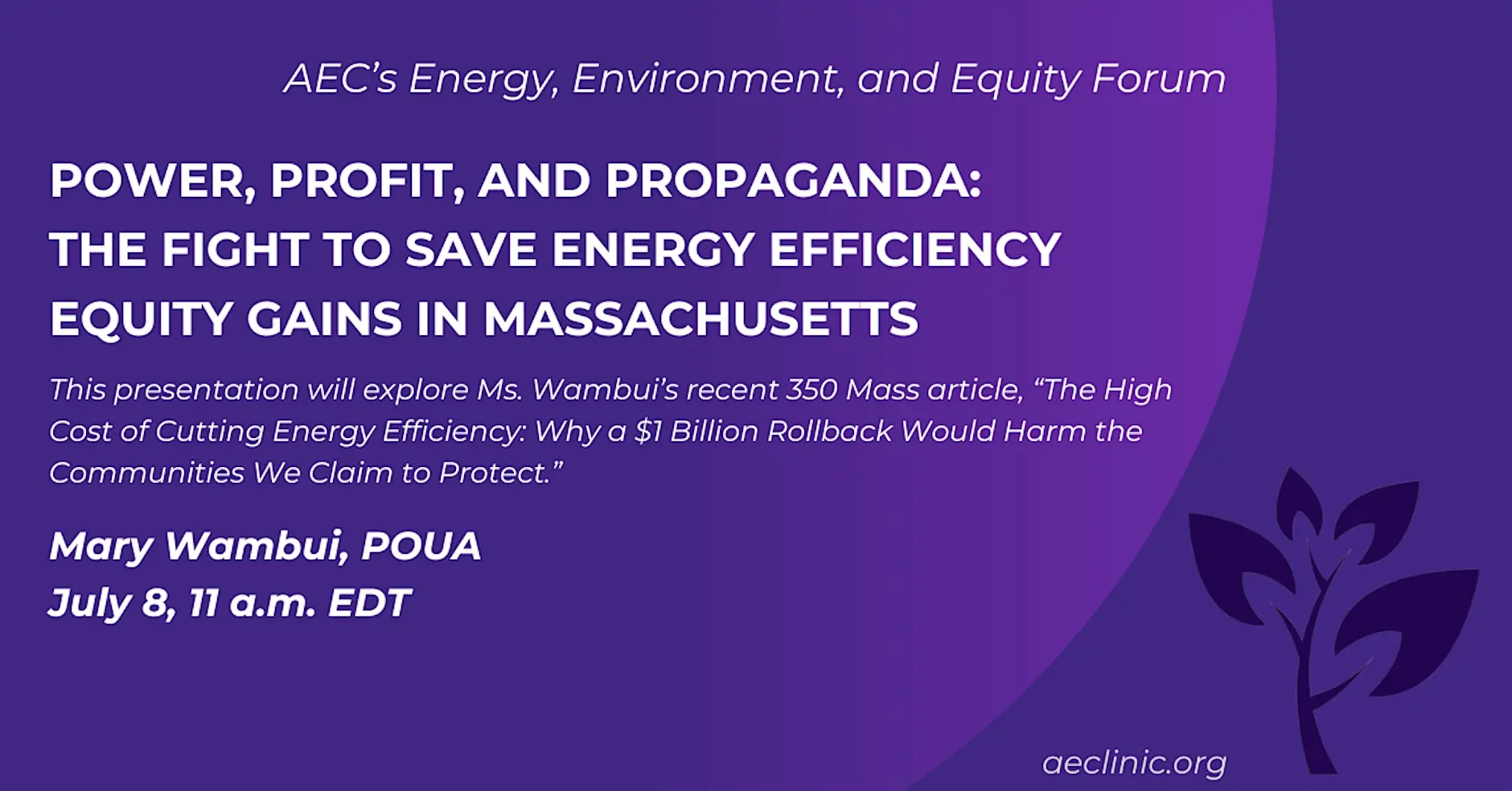 Applied Economics Clinic Presentation: Power, Profit, and Propaganda: The Fight to Save EE Equity Gains in MA