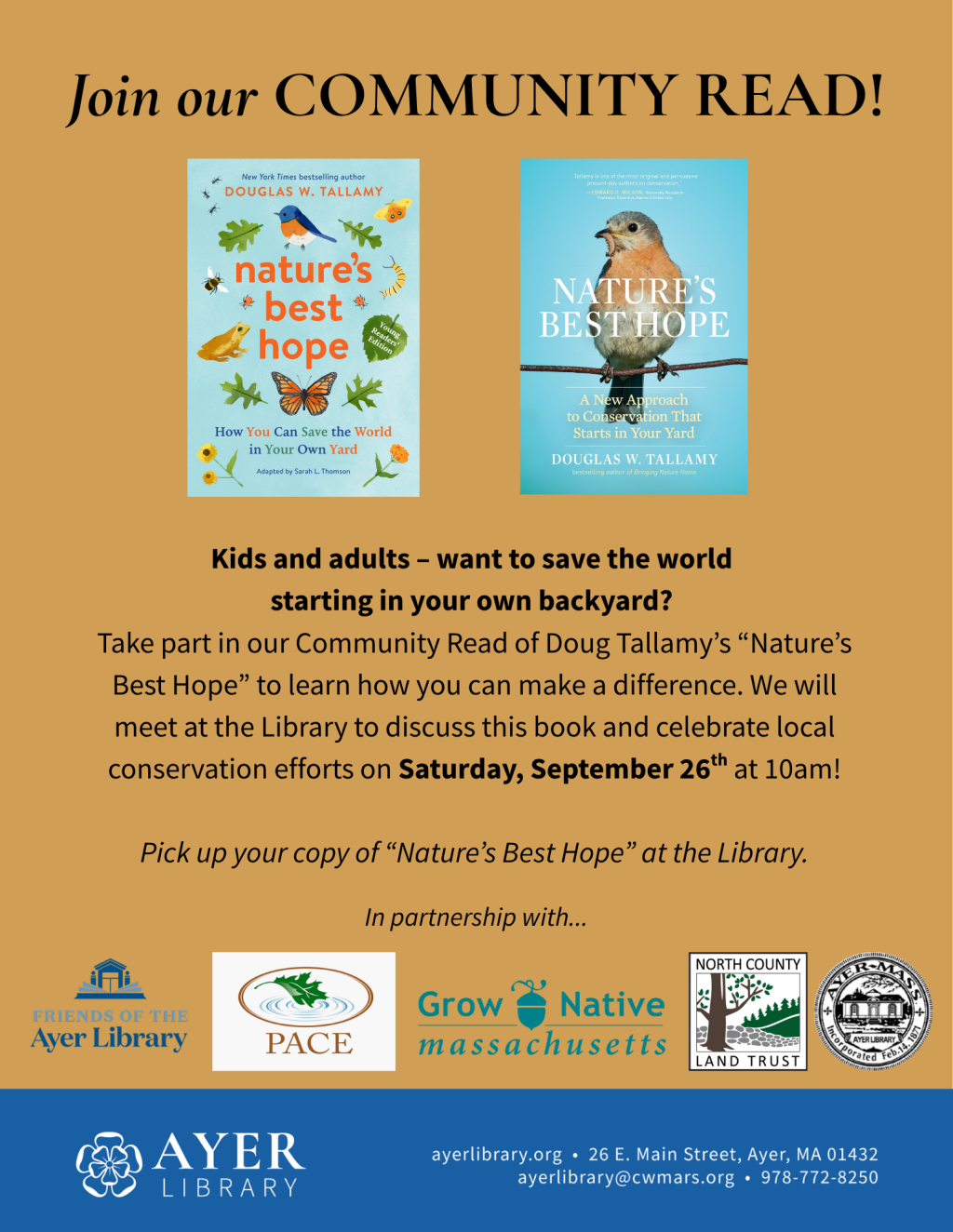 Ayer's Community Read Celebration: Nature's Best Hope